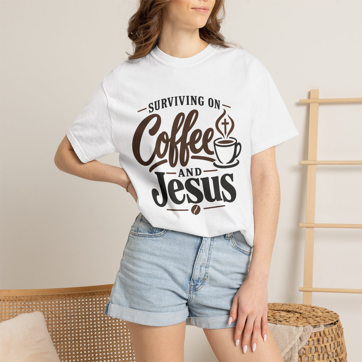 Surviving on Coffee and Jesus T-shirt | Christian Coffee Tee