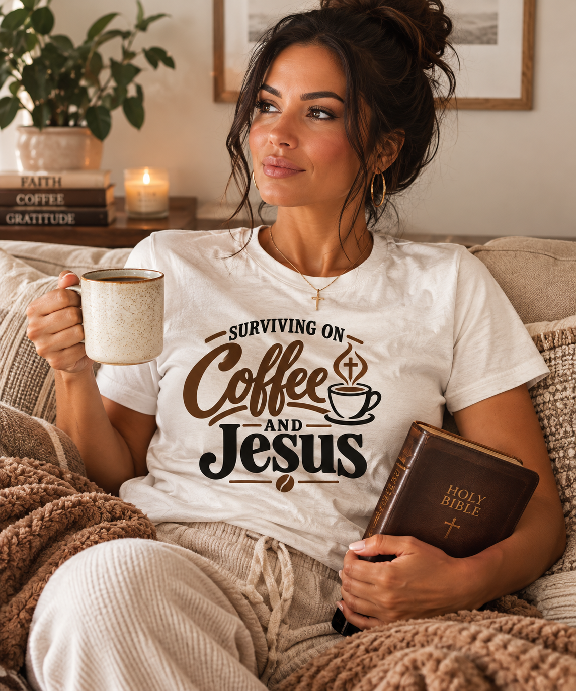 Surviving on Coffee and Jesus T-shirt | Christian Coffee Tee